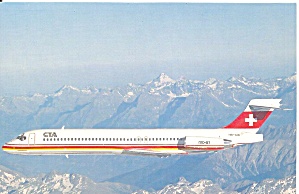 CTA MD-87 HB-IUB over Swiss Alps postcard cs10506 (Image1)