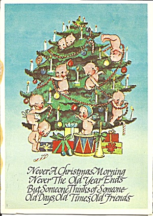 Gernan Christmas Postcard Cherubs On Tree Cs11310
