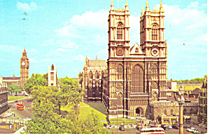 Westminster Abbey And Big Ben London England Postcard Cs1145 1978