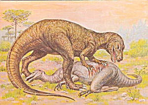 Allosarurus Jurassic Dinosaufrom Painting Matthew Kalmenoff Postcard Cs12126f