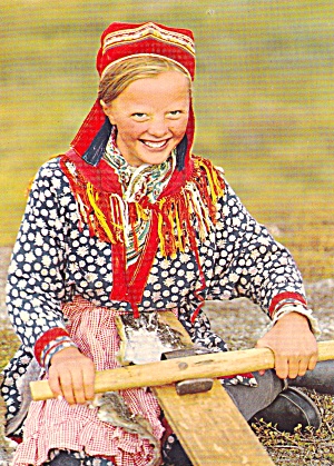 Norway A Working Lapp Girl Postcard Cs12298f