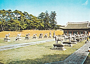 Near Seoul South Korea Figures Kumgok Royal Tomb Postcard Cs13464