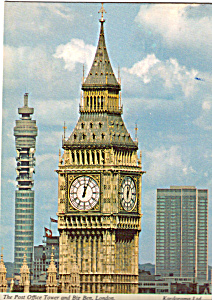London England Post Office Tower And Big Ben Cs5455