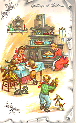 Christmas Postcard with Homey Kitchen Scene cs7726 (Image1)