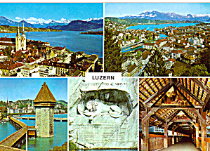 Lucerne Switzerland Chapel Bridge and Alps cs8158 (Image1)