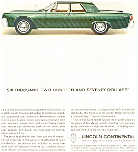 1963 Lincoln Continental  $6,270.00 Ad jan1897 (Image1)