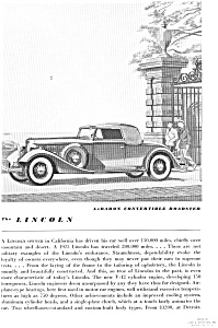 1934 Lincoln  LeBaron Convertible Roadster Ad jan1988 (Image1)