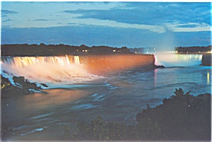 Illuminated View Niagara Falls Canada Postcard Lp0139