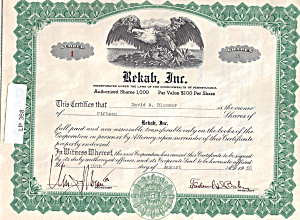 Rekab Corporation Stock Certificate lp0368 (Image1)