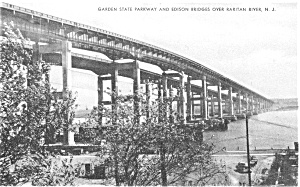 Garden State Parkway  Edison Bridges Postcard p0181 (Image1)