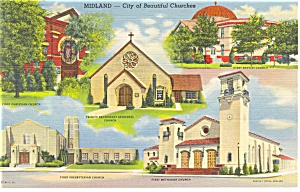 Midland Tx Views Of Five Churches Postcard P10282