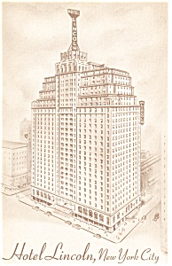 New York City Ny Hotel Lincoln Vintage Postcard P10879
