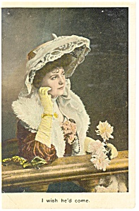 Victorian Lady with Hat Postcard p11768 ca 1910 (Image1)