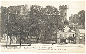 Saint Aignan France Market Place And Castle Postcard P14615
