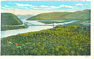 Bear Mountain Bridge Hudson River NY Postcard p17355 1935 (Image1)