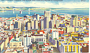 San Francisco Oakland Bay Bridge Ca Postcard P18524