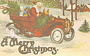 Santa In Old Time Auto Postcard P18909