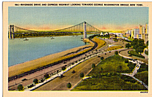 George Washington Bridge And Riverside Drive Ny Postcard P20132