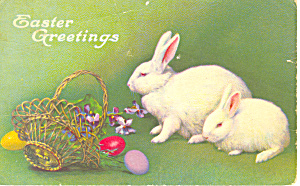 Easter Greetings Two Bunnies Postcard p21044 (Image1)