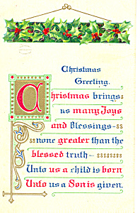 Christmas Greeting Postcard P21181