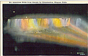 American Falls from Canada by Illumination Postcard p26161 (Image1)