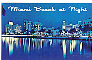 Miami Beach Fl At Night Postcard P26641