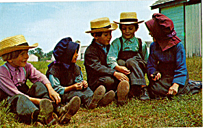 Group Of Amish Boys And Girls During School Recess P28713