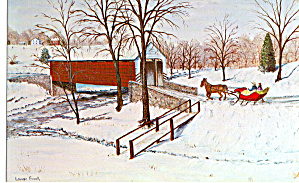 Wengers Mill Covered Bridge From Oil Painting Postcard P28906