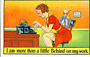 Secretary Typing With a Funny Comment Postcard p29330 (Image1)