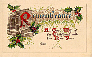 Rembrance Christmas Greeting Postcard p30445 1910 (Image1)