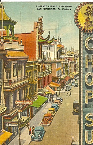 San Francisco Ca Chinatown Grant Avenue Vintage Cars P33066