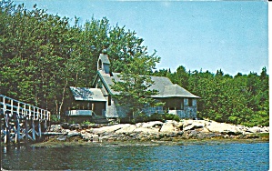 Boothbay Harbor Me Chapel On Southport Postcard P35717 1965