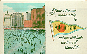 Atlantic City New Jersey Hotels Beach Postcard P41361