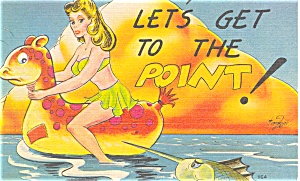 Comical Girl on Raft Postcard p4183 (Image1)