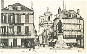 Langres France Diderot Place Postcard p4761 (Image1)