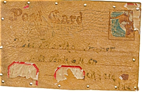 Leather Postcard Dated 1906 p5778 (Image1)