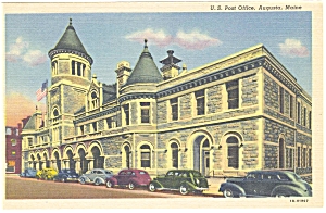 Augusta ME Post Office p5841  Vintage Cars  30s (Image1)