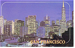 San Francisco CA At Night Postcard p7173 (Image1)