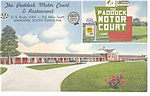 Manning Sc Paddock Motor Court Linen Postcard P7366