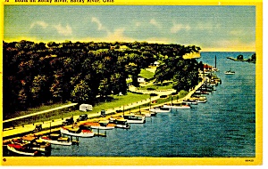 Boats On Rocky River Oh Linen Postcard P8897
