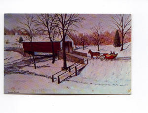 Old Time Winter Scene PA Postcard x0018 (Image1)