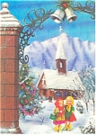Two Little Girls Walking in Snow 3-D Postcard cs0483