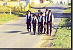Amish Boys Walking to Church Postcard cs1808