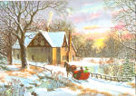 Couple in Horse Drawn Sleigh at Christmas Postcard cs6948