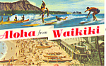 Aloha from Waikiki Hawaii  Postcard p16278