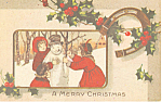 Children with Snowman Christmas Postcard p18910