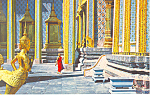 Inside Temple of Emerald Budha Bangkok Thailand Postcard p19054