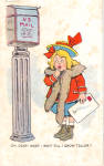 Young Girl Trying to Reach Mail Box Postcard p29646