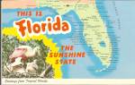 Map of State of Florida Postcard p34242