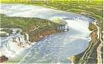 Niagara Falls Aerial View American Falls Linen Postcard p5910
